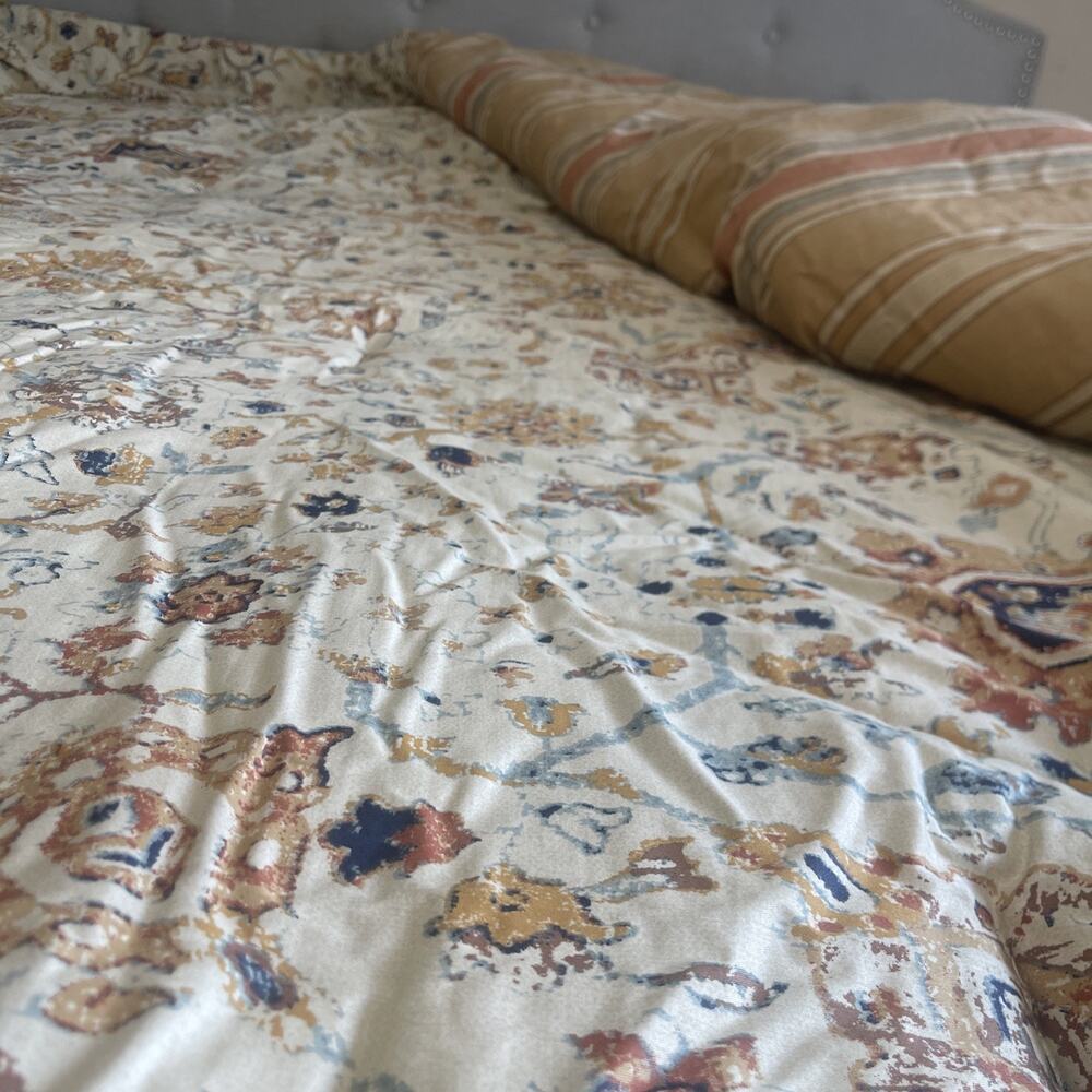 Chaps Home Linden Creek King Comforter Set Reversible Kilim Floral Stripe Cotton